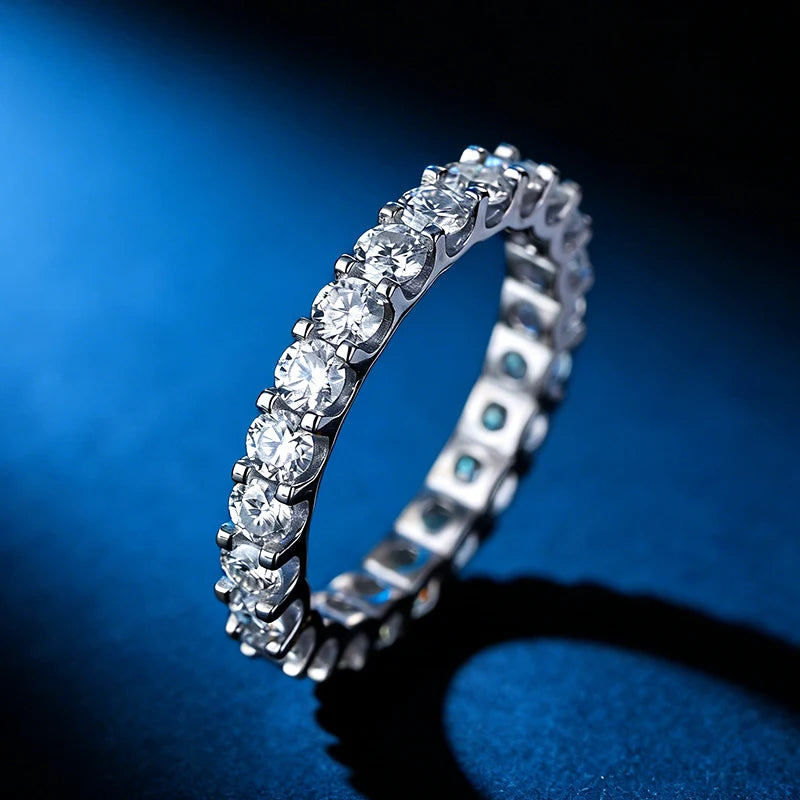 925 Sterling Silver Female Single Tail Ring100% Pass Diamond Tester Pen Moissanite Ring Matching Wedding Diamond Band for Women