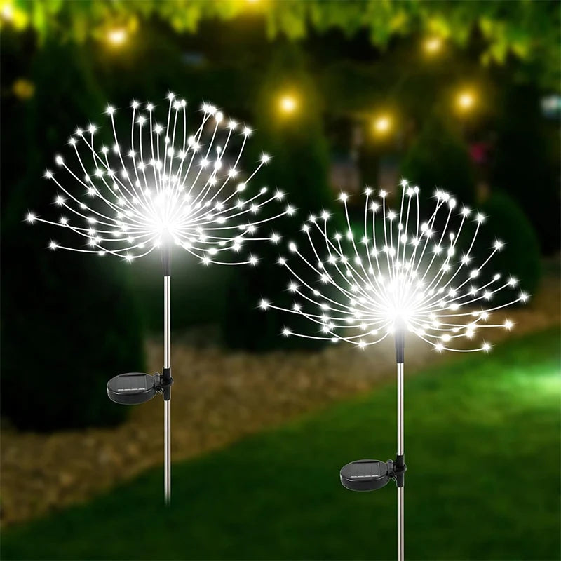 Outdoor 200LED Fairy Lights Solar Power Waterproof Firework Lawn Lamp Decor for Patio Pathway Garden Yard