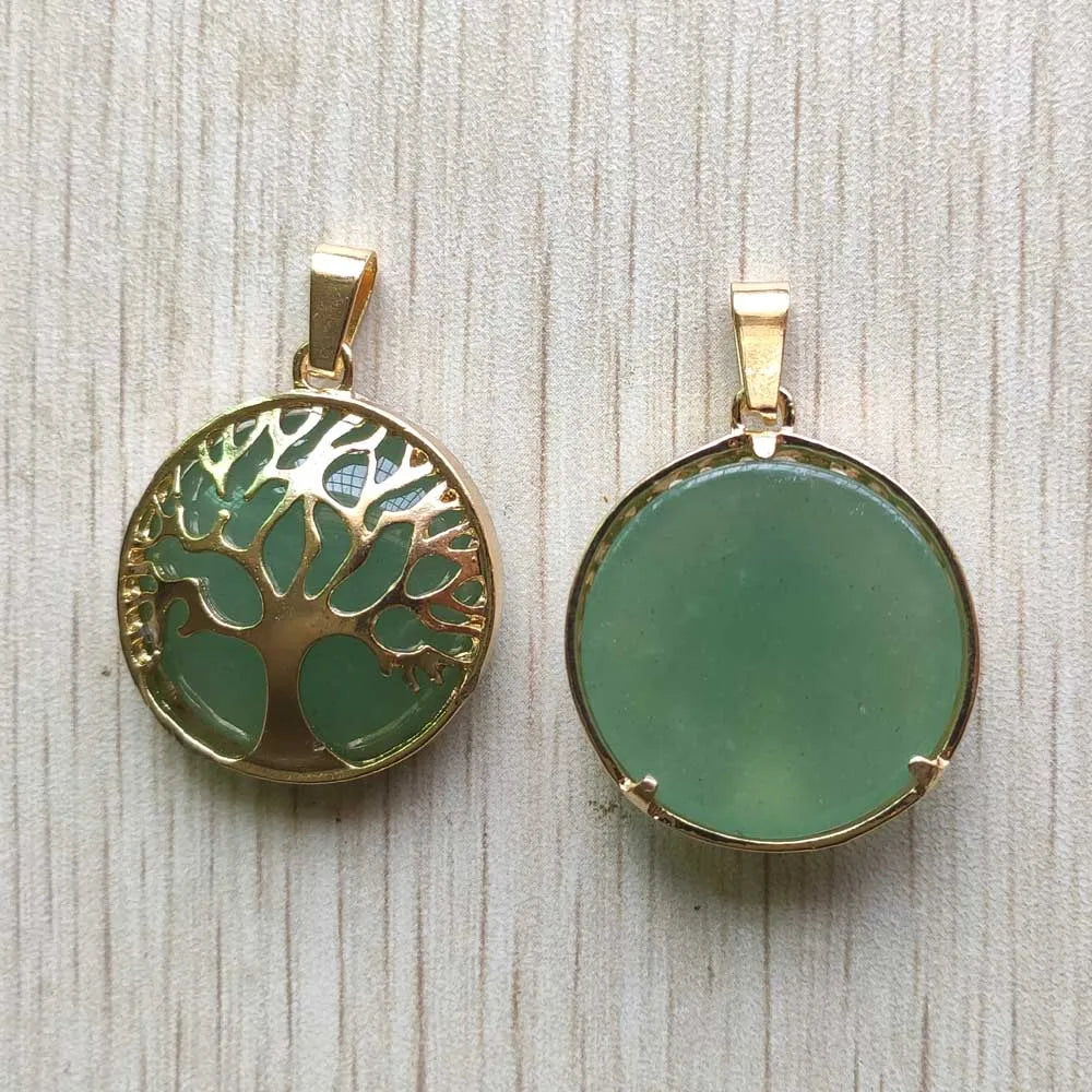 Wholesale 12pcs/lot Fashion Natural Stone Alloy Tree of Life Mix Pendants for Necklaces Jewelry Accessories Making Fast Shipping
