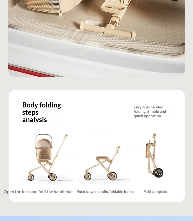 2026 New One Click Foldable Pet Stroller Portable Separable Light Weight Universal Outdoor Travel for Cats and Dogs Pet Stroller