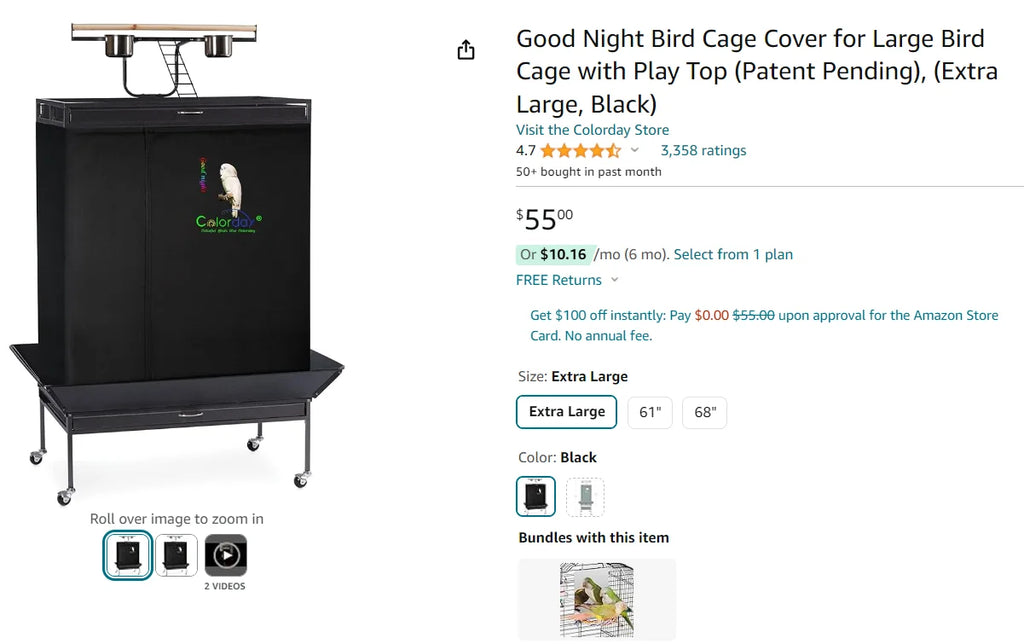 Black Bird Cage Shading Cover, Large Universal, Blackout, Breathable Parrot Cage, Good Night Covers