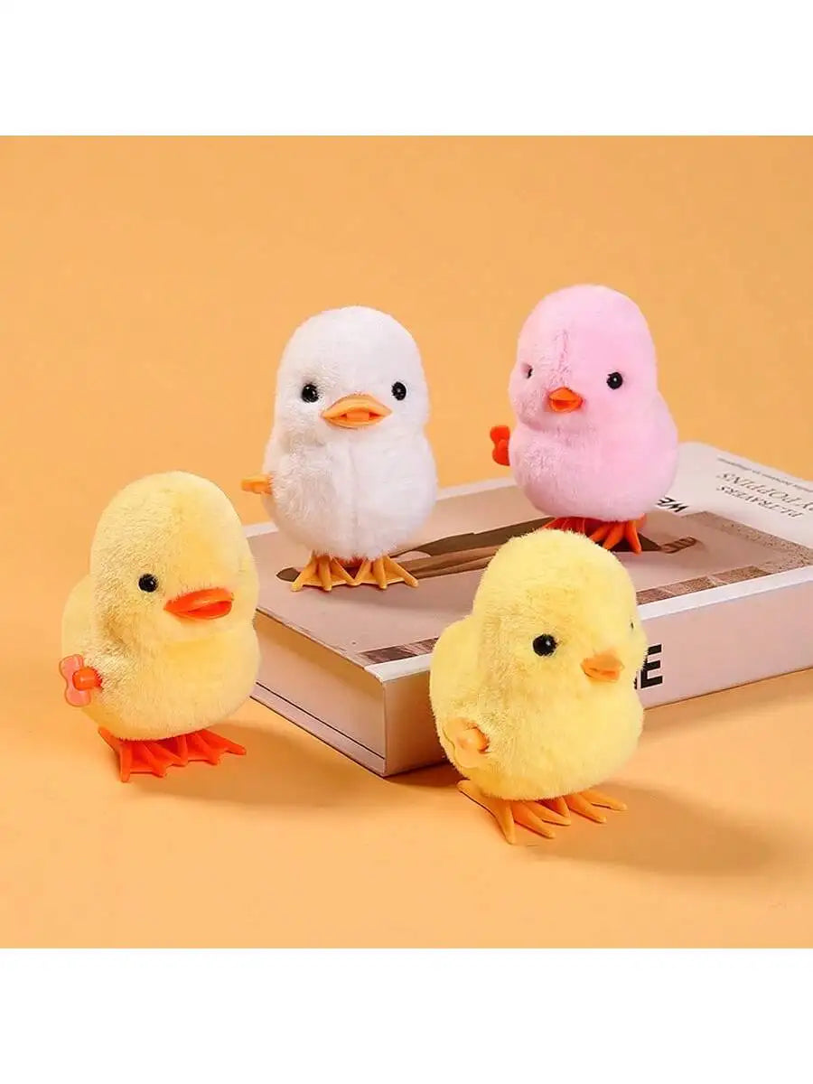 1Pc Cute Wind Up Plush Chicken Duck Toy Clockwork Jumping Chick Furry Animal Toy Kids Easter Party Favor Baby Gift
