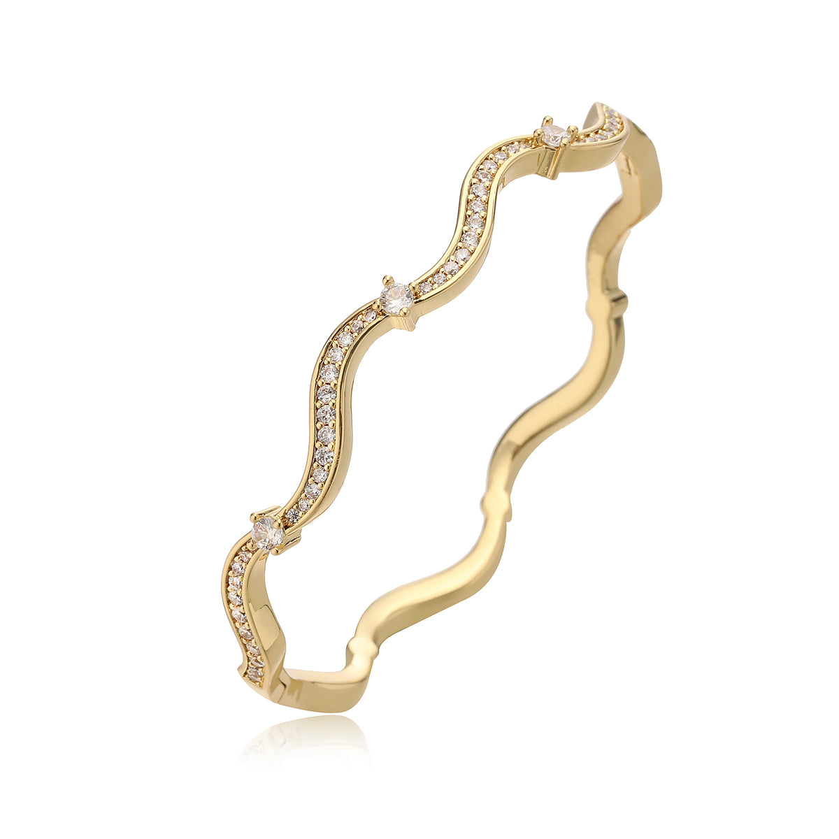 HECHENG,Korean Minimalist Style Fashion Wavy CZ Stone Chain Necklace/Bracelet/Ring Collar Jewelry Gift Selection 1 Pc