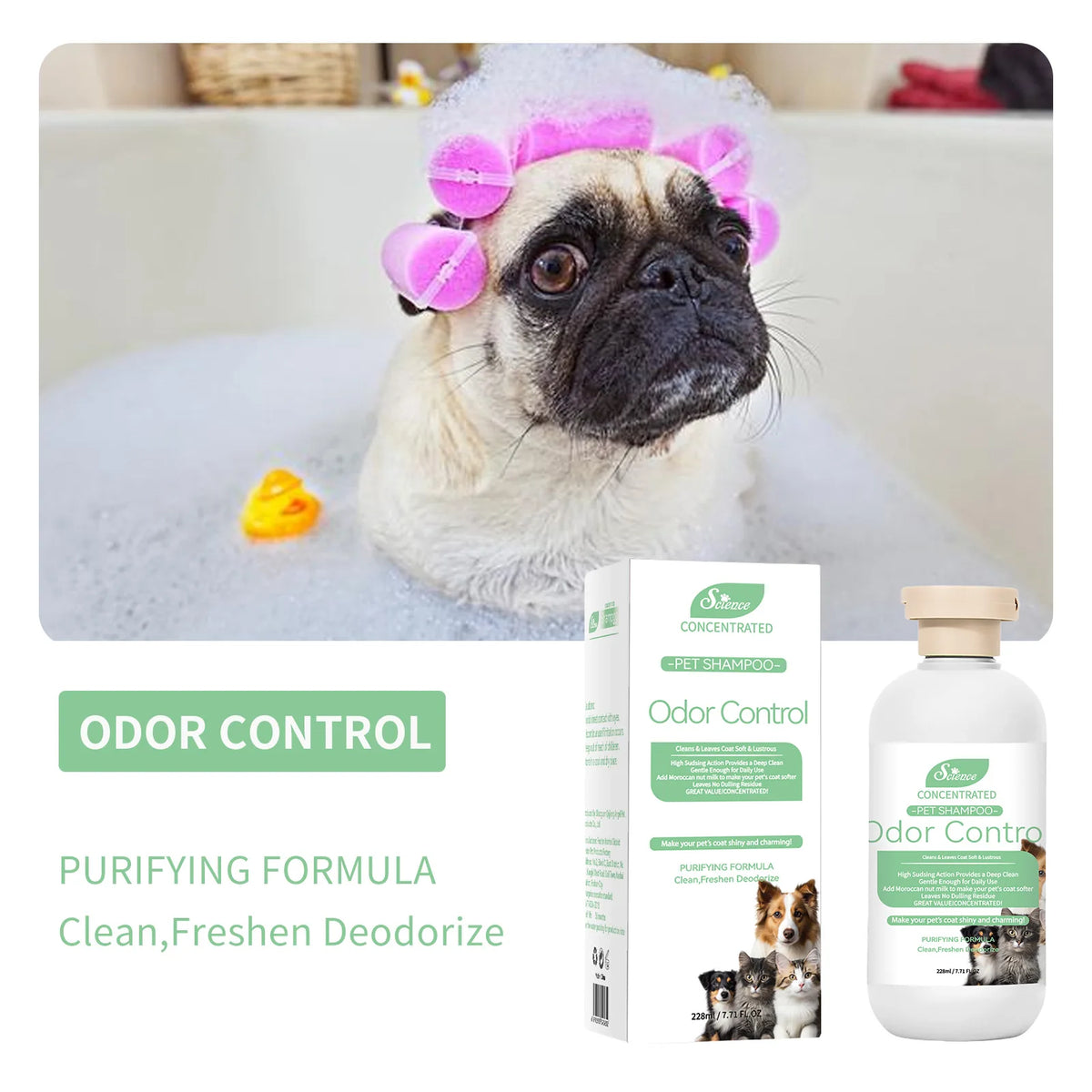 228ML Soothing Pet Grooming Shampoo for Sensitive Skin - Hypoallergenic Formula for Cats and Dogs
