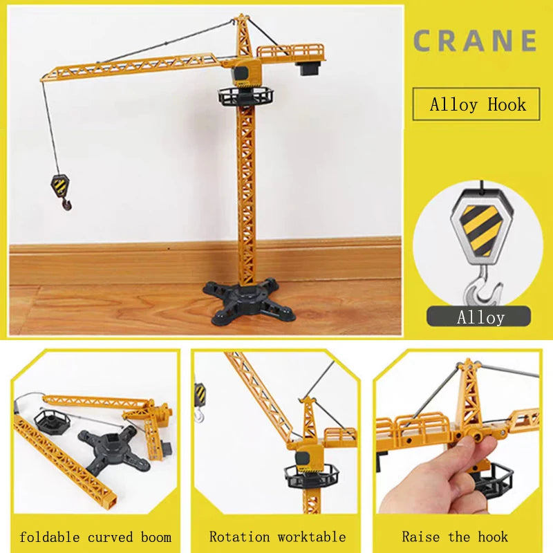 Engineering Diecast Tower Crane Forklift Bulldozer Excavator Vehicle Model Toys for Boys Alloy+Plastic Tractor Inertial Driving