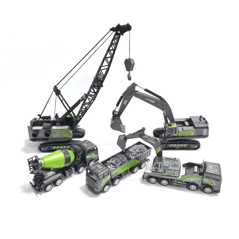 Engineering Diecast Tower Crane Forklift Bulldozer Excavator Vehicle Model Toys for Boys Alloy+Plastic Tractor Inertial Driving