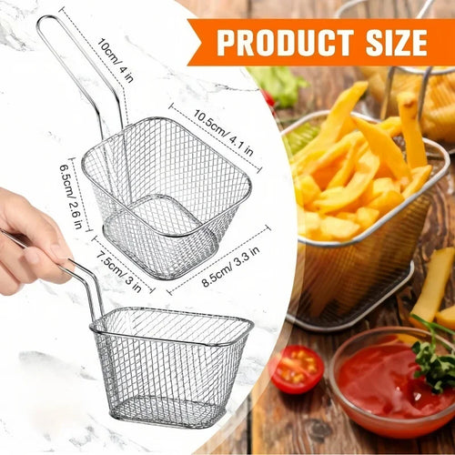 1/2/8Pcs Stainless Steel French Fries Basket Mesh Kitchen Frying Tools Colander Mini Chips Fryer Cooking Frying Basket Strainer