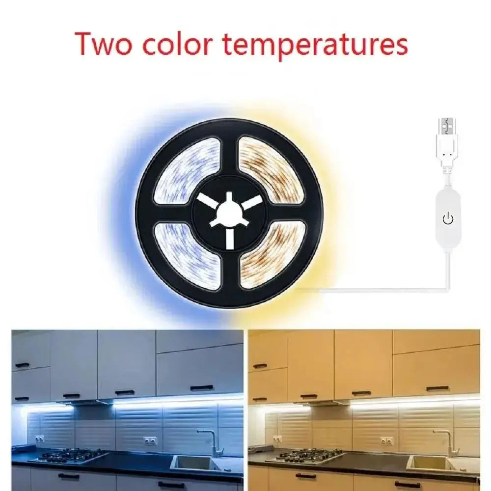 DC 5V USB LED Strip Light Touch Switch Dimmer Flexible LED Tape Ribbon 2835 DIY TV Backlight Mirror For Wardrobe Cabinet Decor