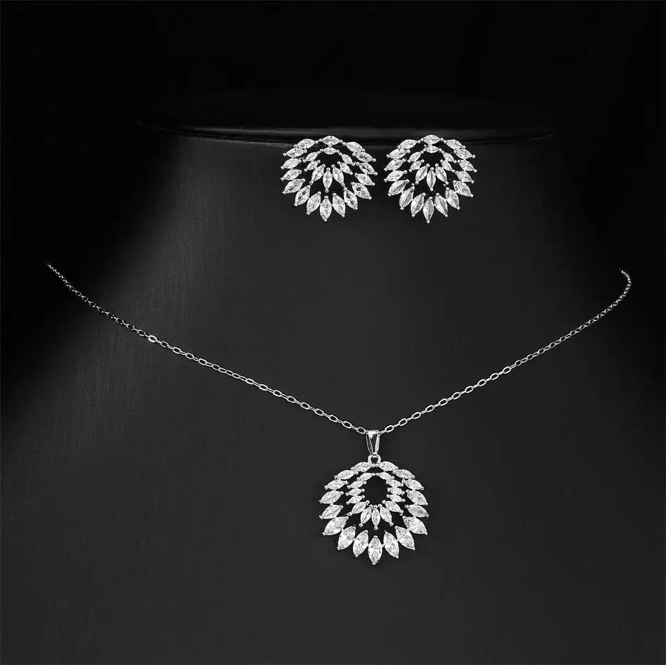 ZAKOL Luxury Retro Micro-set Zircon Women's Necklace Earrings Two-piece Set Temperament Elegant Charm Wedding Party Jewelry Sets