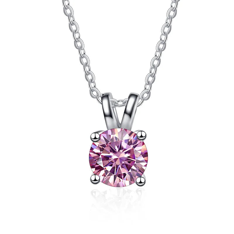 JoyceJelly 1ct 2ct Moissanite Pendant Necklace For Women Top Quality 925 Sterling Silver Wedding Party Bridal Fine Jewelry Gift