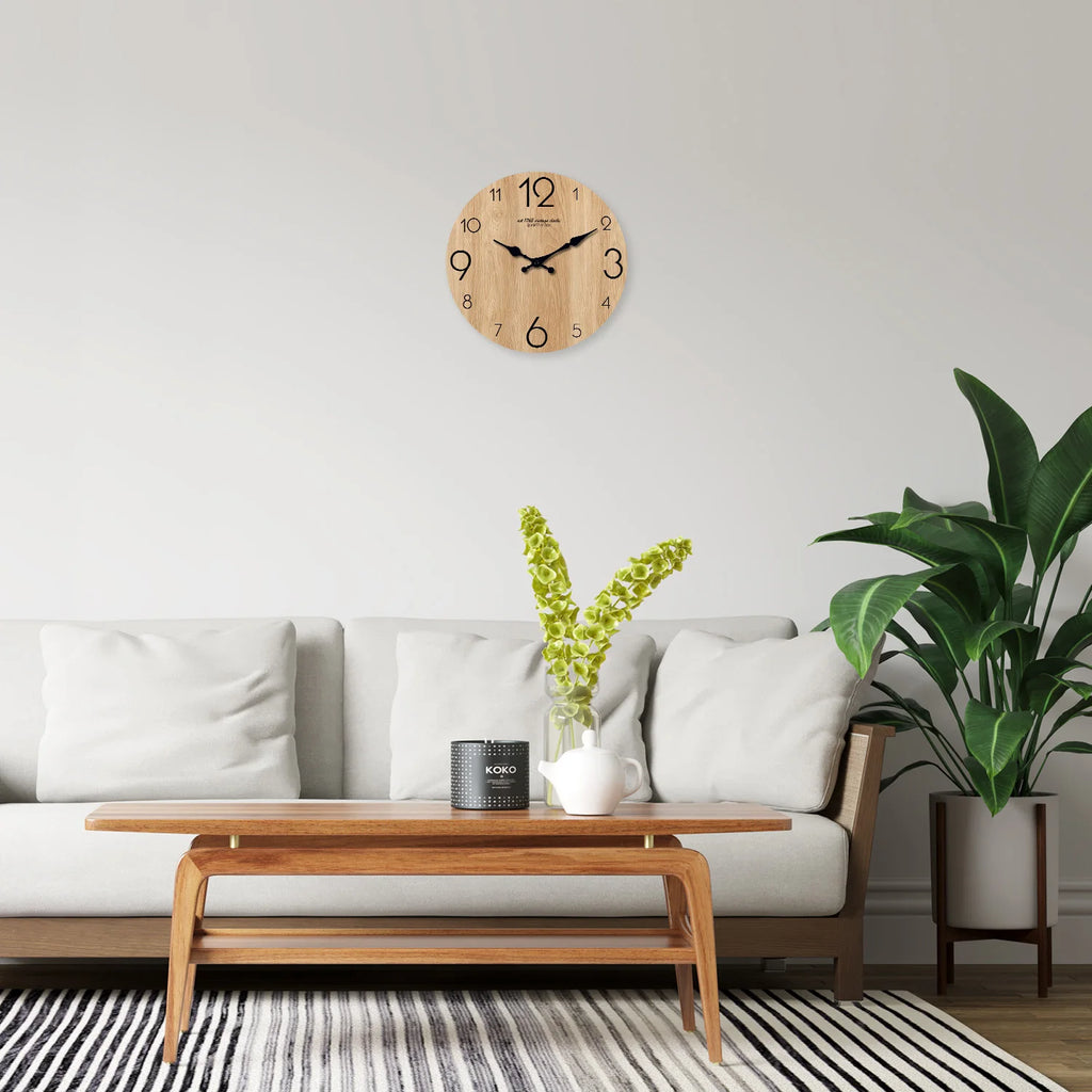 Modern Wood Grain Texture Pattern Wooden Wall Clock 10-16inch , No Second Hand Design, Silent Without Ticking, Battery Powered, Suitable for Living Room, Bedroom, Kitchen, Home Decoration, Silent Quartz Clock, Holiday Gift, M
