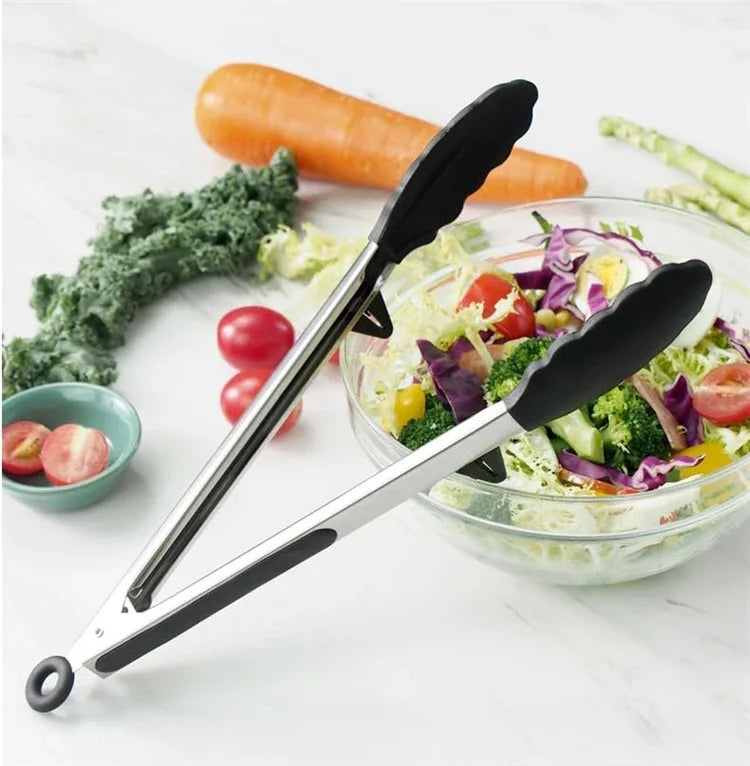 Kitchen Tongs Silicone Food Tongs Non Stick Cooking Serving Tongs For BBQ Salad Steak Pasta Spaghetti Noodles