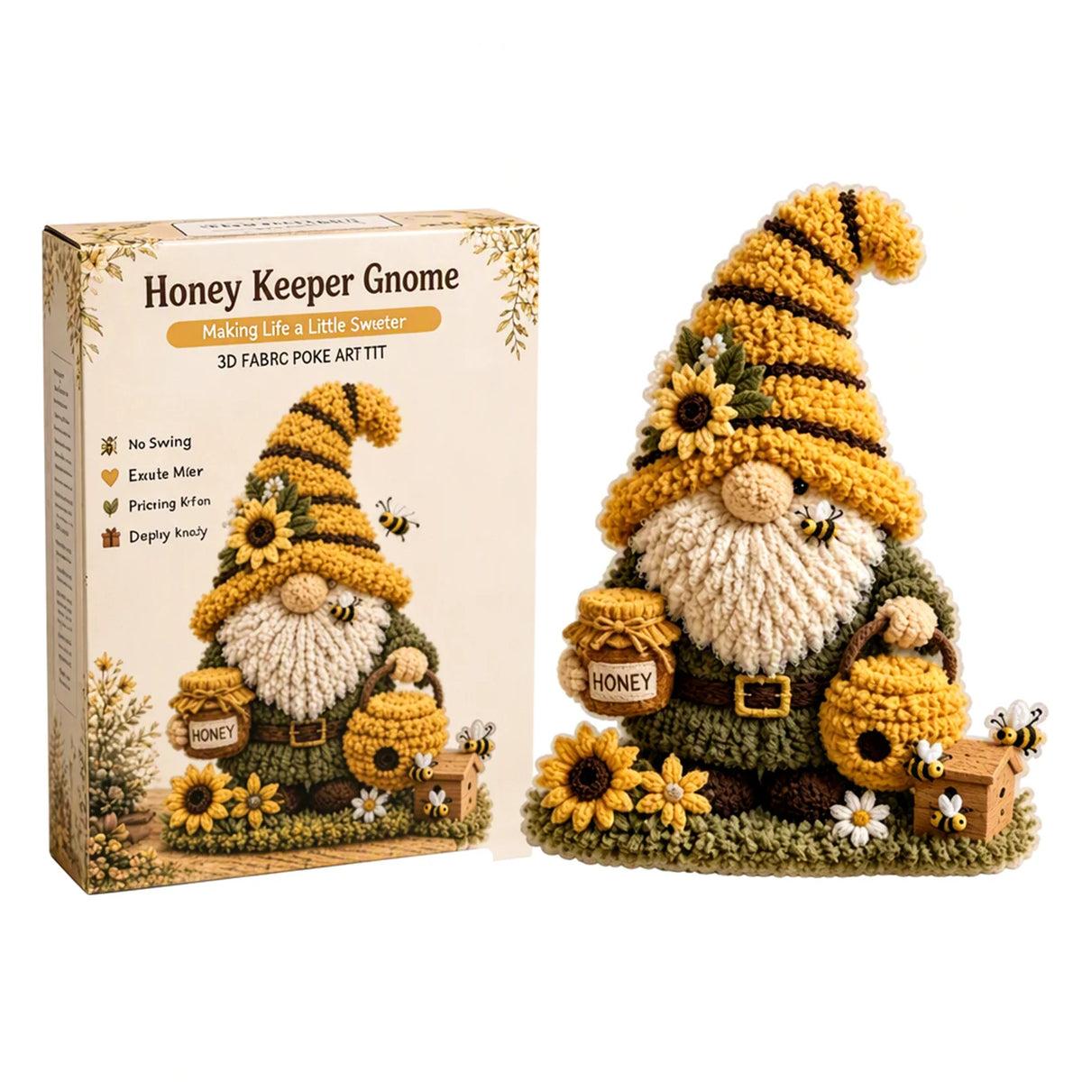Seasonal Gnome Figurine DIY Fabric Punch Needle Kit 3D Holiday Decoration No Sewing Adult Craft Set