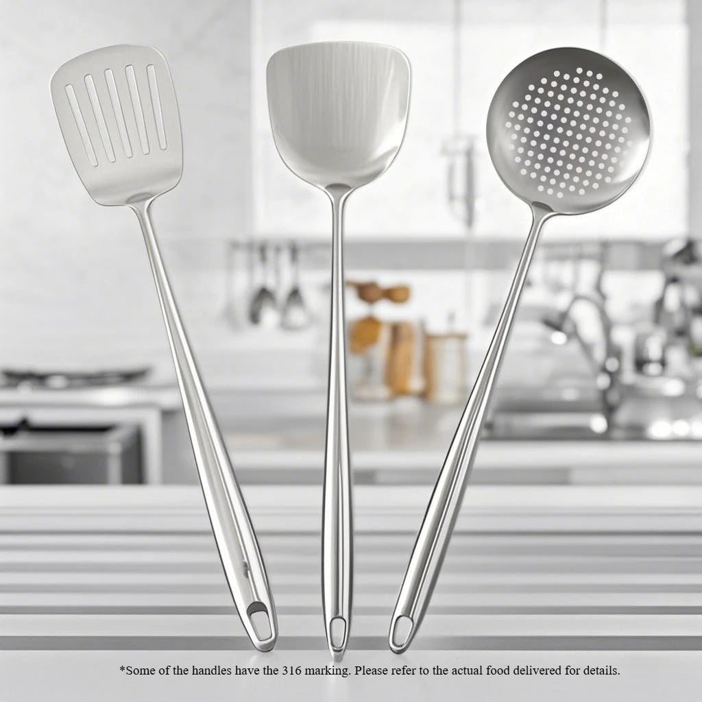 Food Stainless Steel Wok Spatula Metal kitchen utensils Slotted Turner Spoon Ladle Cooking Tools Utensil Set Kitchen Accessories
