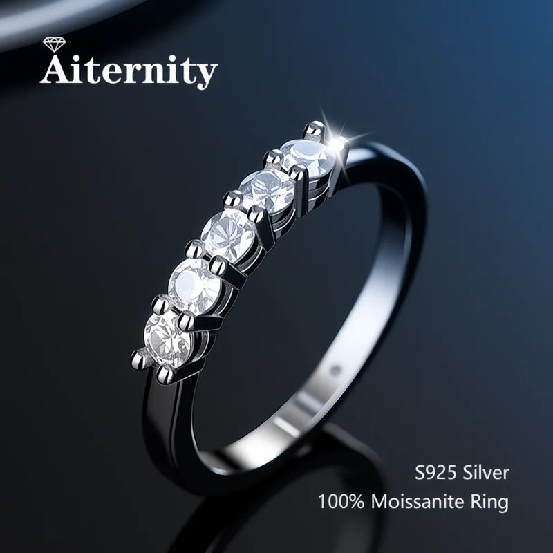 925 Sterling Silver Female Single Tail Ring100% Pass Diamond Tester Pen Moissanite Ring Matching Wedding Diamond Band for Women