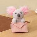Letter Carrier Koala Bunny Plush Figurine 2 Styles, 18-21cm Openable Envelope with Secret Note Pocket, Kawaii Desk Shelf Decor