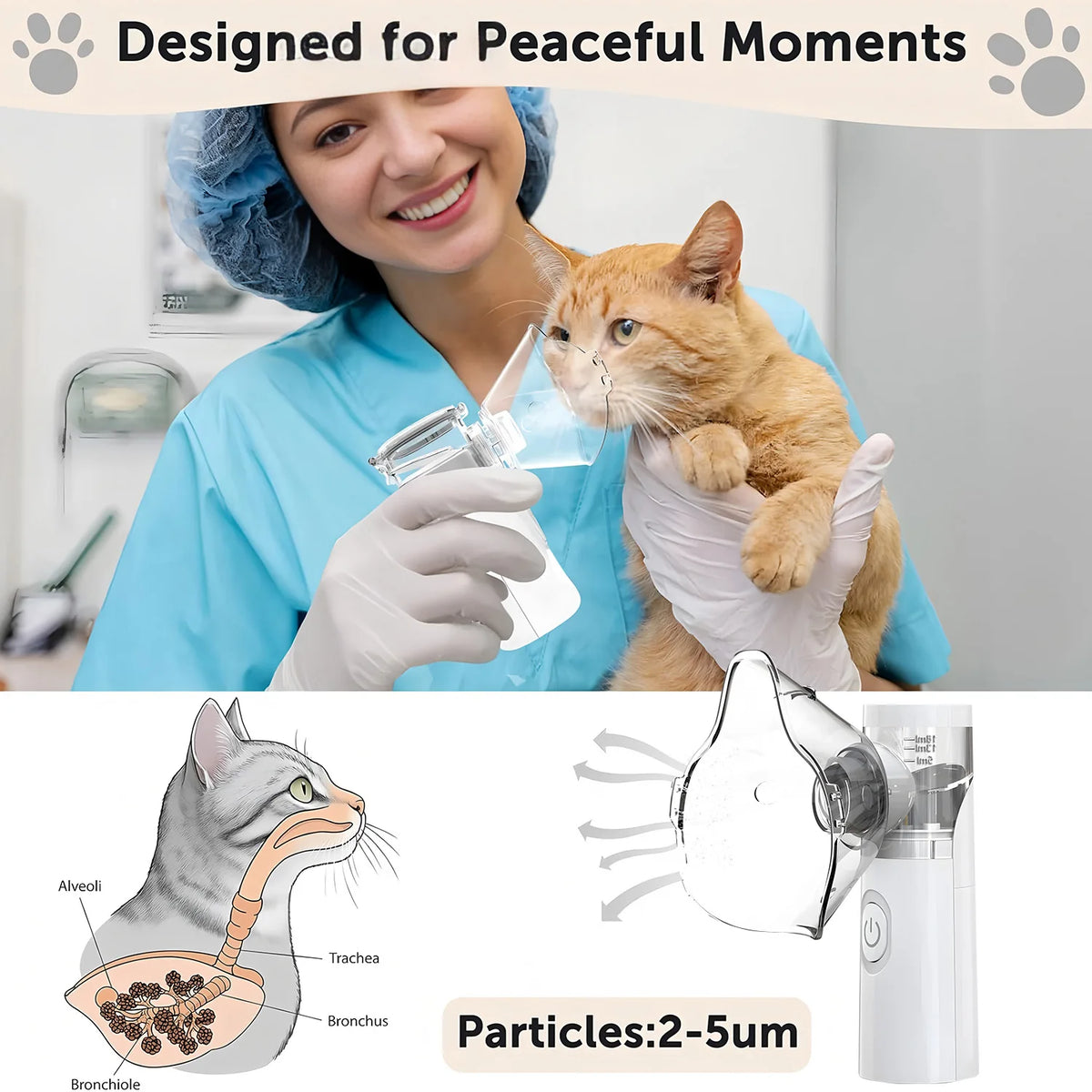 Smart Home Use Pet Nebulizer for Cats & Dogs - Easy-to-Use Animal Nebulizer for Respiratory Relief & Pet Health