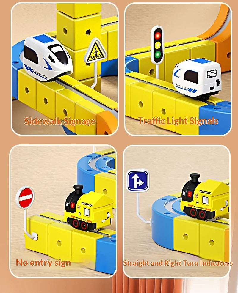 Educational Anti-Gravity Magnetic Building Blocks High-Speed Railway Toy Train Set Changeable Tracks Interactive Play Vehicle