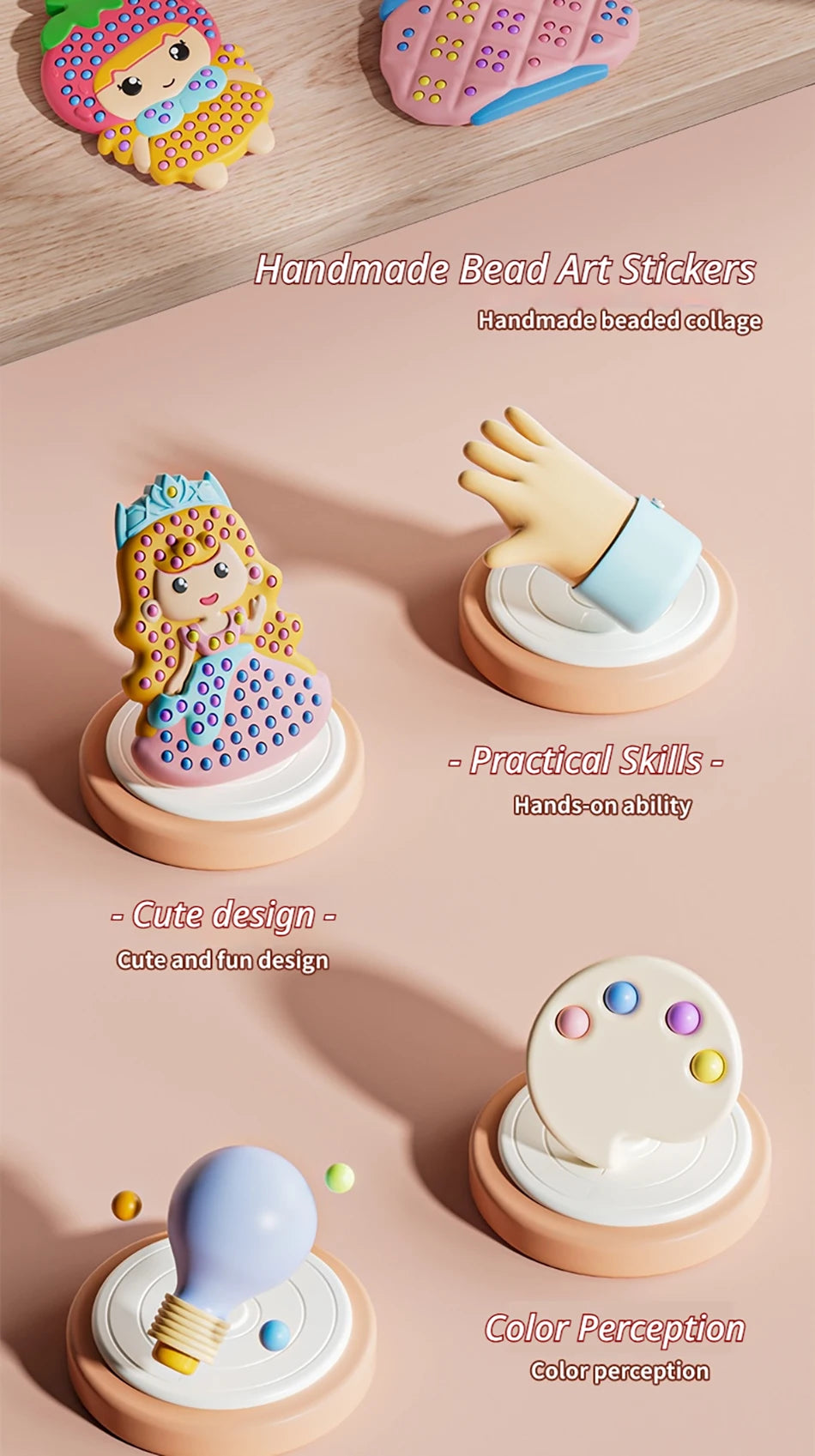 New Beads Pen Painting Handicraft Set for Kids Creative Handmade Sticker DIY Princess Rainbow Cake Keychain as a Gift for Kids