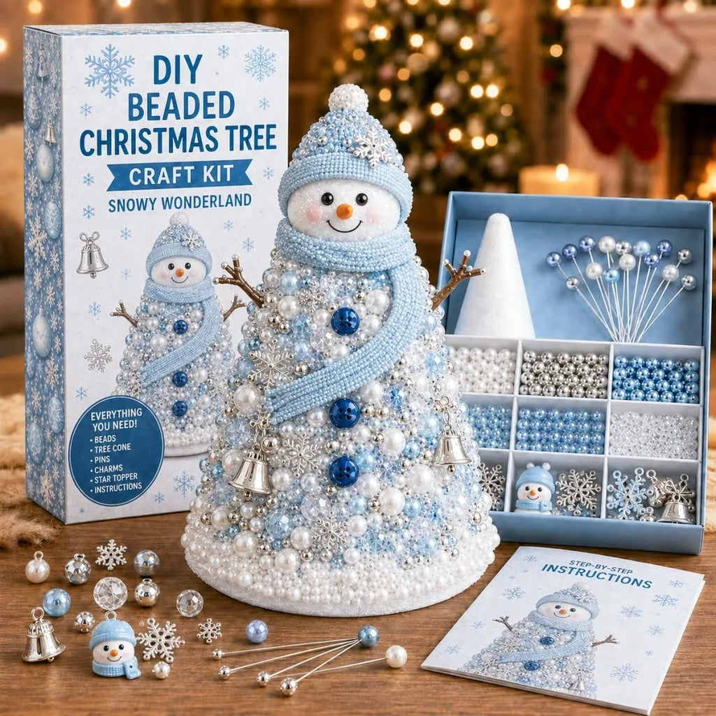 DIY Beaded Christmas Tree Craft Kit Sparkling Holiday Ornament Making Set for Kids Adults Festive Home Decor