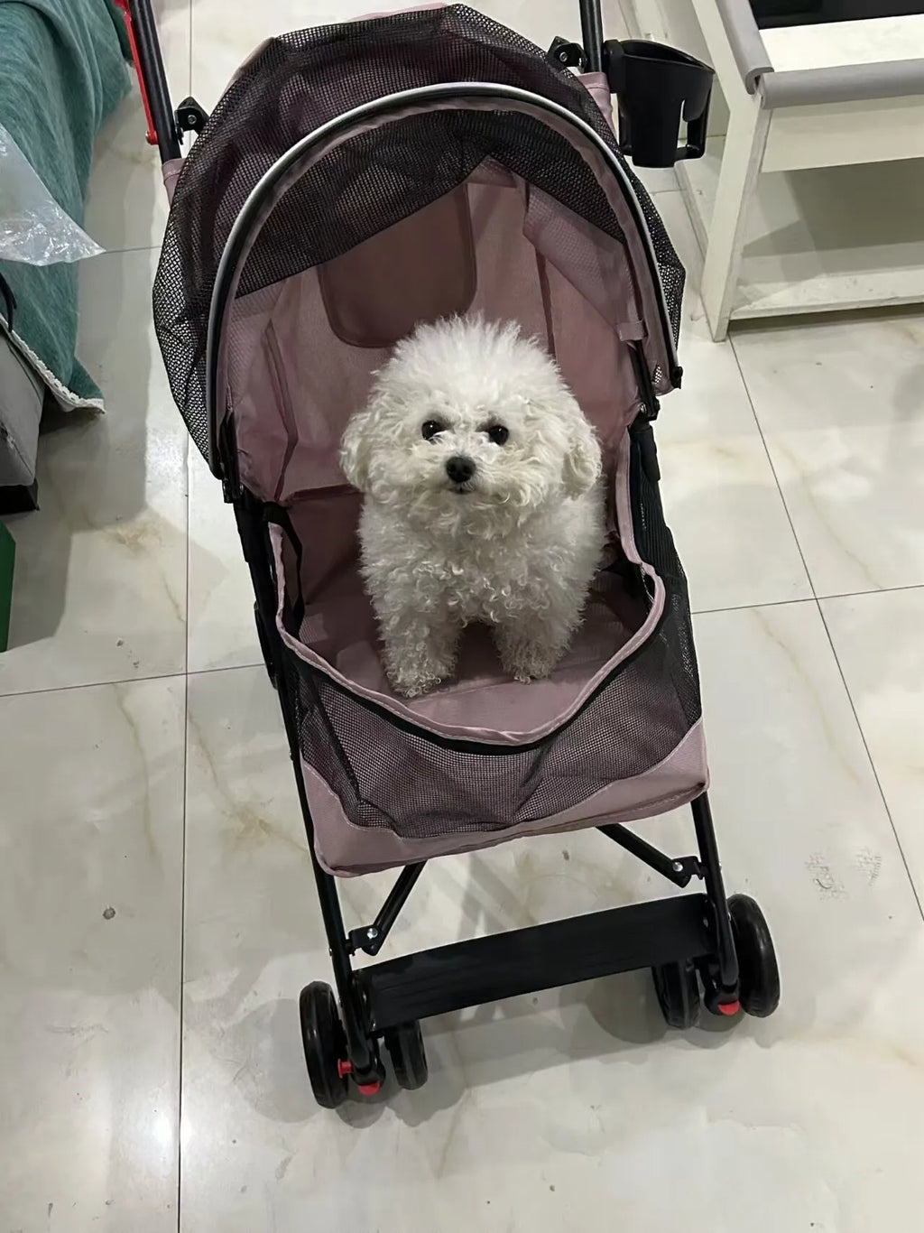 Cool Mesh Pet Stroller for Small Dogs and Cats Lightweight Suitable for All Road with Removable Liner Safety Tether Easyto Store