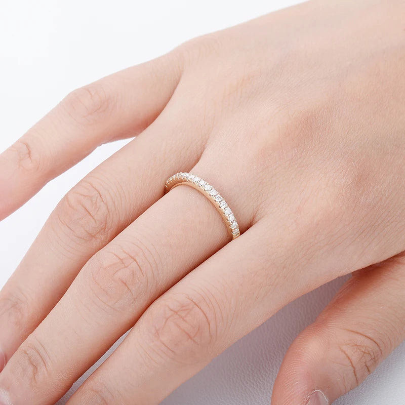 Moissanite Ring 925 Sterling Silver with White Gold Plated Lab Diamond Eternity Band Engagement Wedding Rings for Women