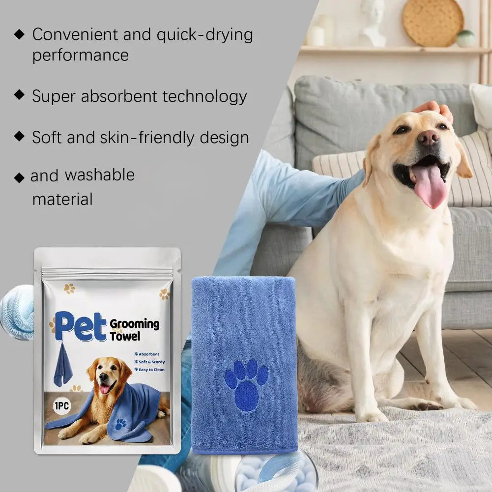  Quick-Drying Microfiber Pet Towel Absorbent Pet Bath Towel Embroidered Super Soft Towel For Cat Dogs Grooming Supplies