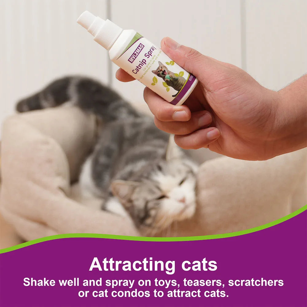 Catnip Spray for Cats,Cat Scratching Spray to Boost Play,Calm Stress & Renew Toys,Transparent Cat & Kitten Behaviour Spray 60 ml