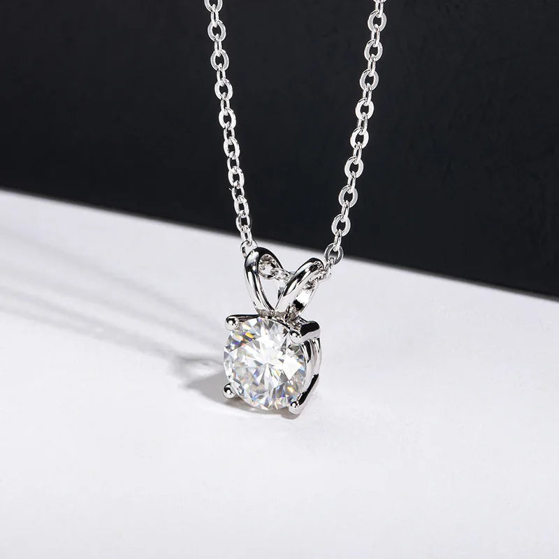 JoyceJelly 1ct 2ct Moissanite Pendant Necklace For Women Top Quality 925 Sterling Silver Wedding Party Bridal Fine Jewelry Gift