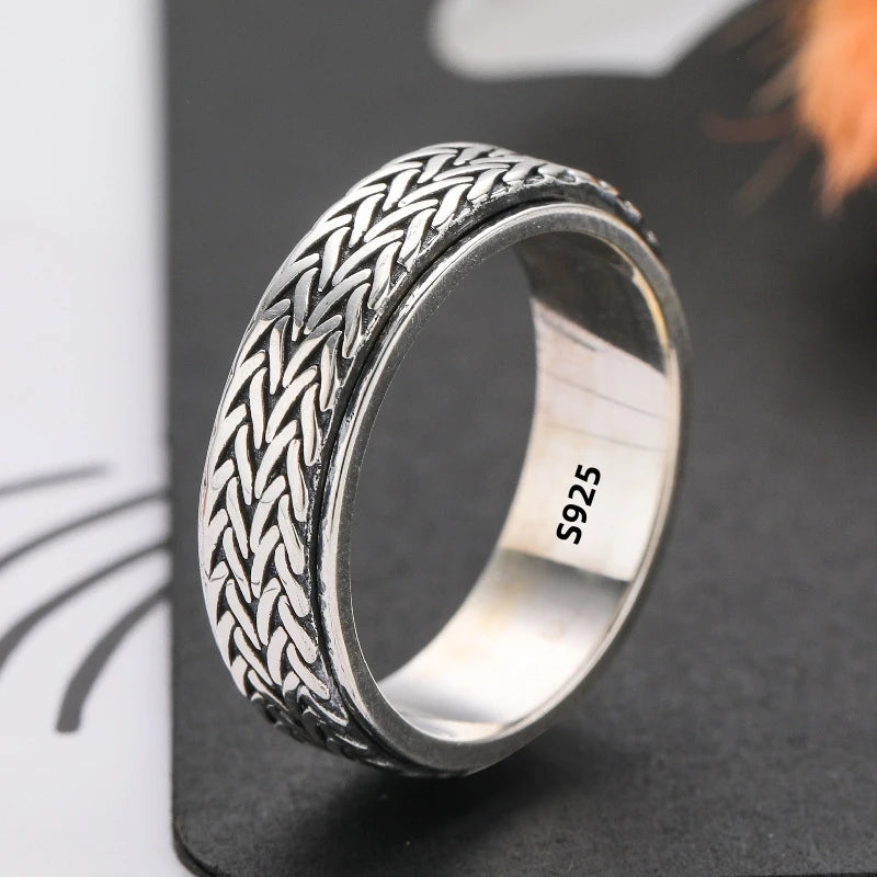 Fashion Simple S925 Sterling Silver Ring Elegant Rotating Rings for Stress Management and Fashion Enthusiasts Creativity Jewelry