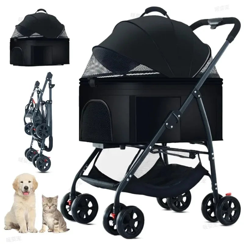 Foldable Pet Car Strollers 3in1 Outdoor Cart Specifically Designed for Walking Dogs Infants Medium-sized Small Dogs Cats