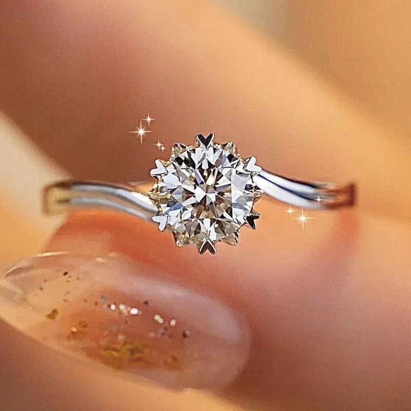 100% Real Moissanite Ring D VVS1 Pass Diamond Test Pen Adjustable Size S925 Sliver GRA Certificate Wedding Rings for Women 02