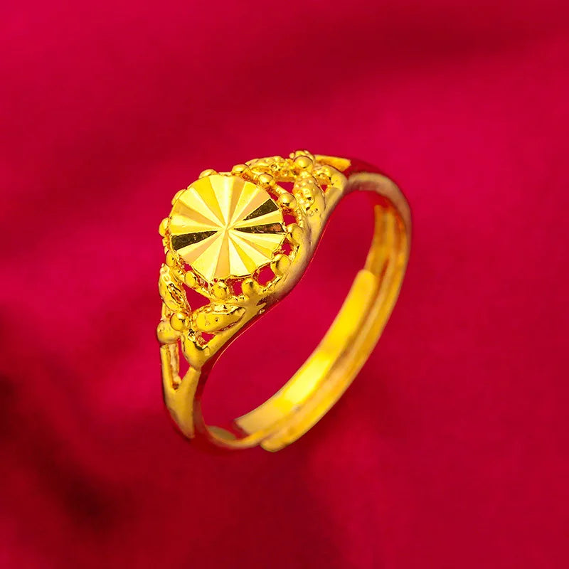ANIID Dubai Gold Color Ring For Women Resizable Brazilian Wedding Bride Arabic Ethiopian Finger Ring Nigerian Jewellery Moroccan