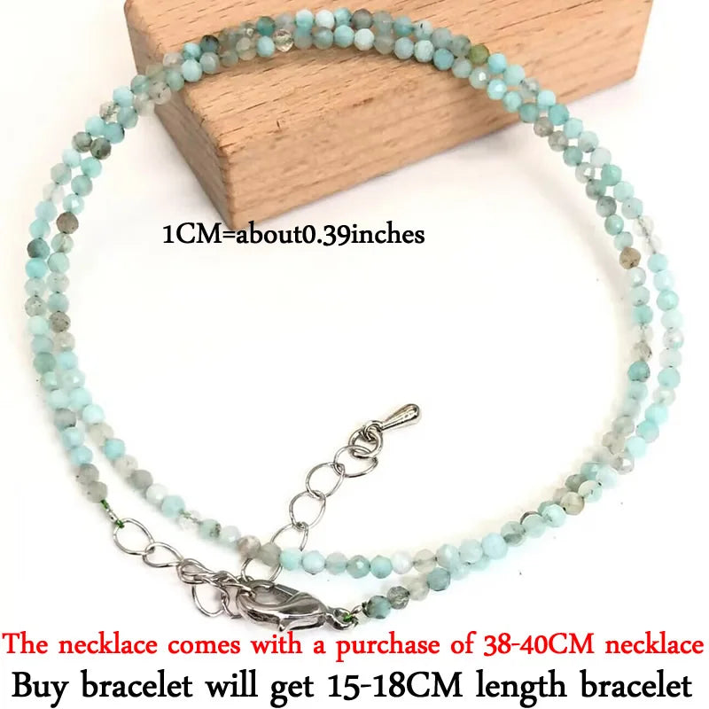 2024 New Boho 2mm Natural Stone Crystal quartz Necklace Bracelet Small Chain Ladies Fashion Accessories Charm Jewelry Accessorie