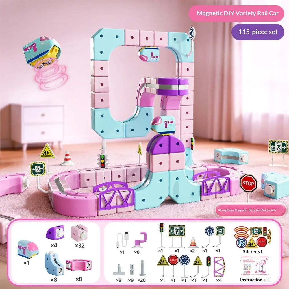 Multi Level Modular Magnetic Levitation Train Track Toy DIY Building Block Anti-Gravity Floating Electric Train Playset