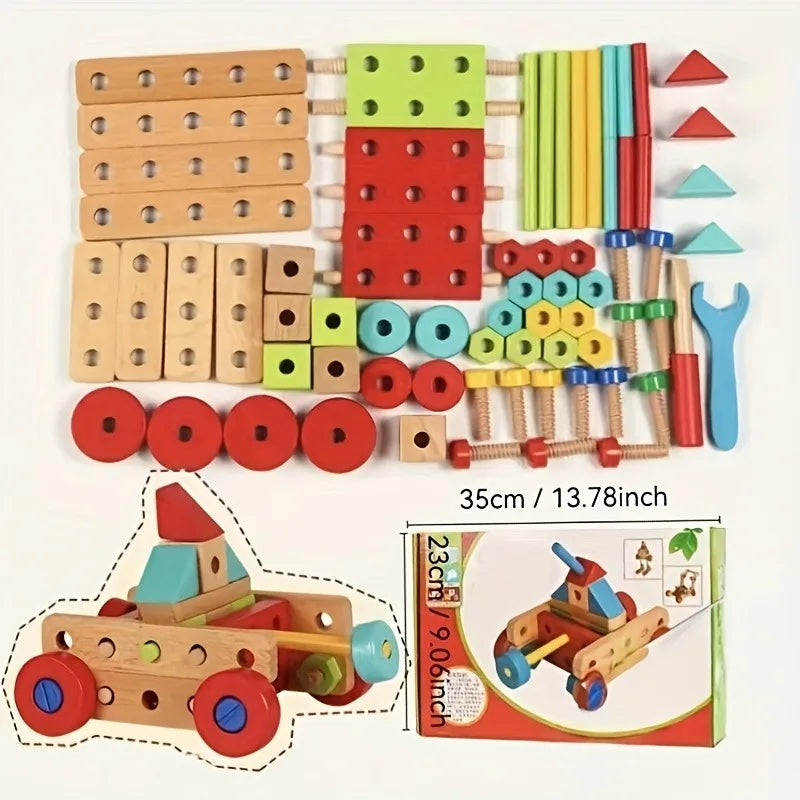 Children's Wooden Building Block Assembly Toy Set Christmas Birthday Gift