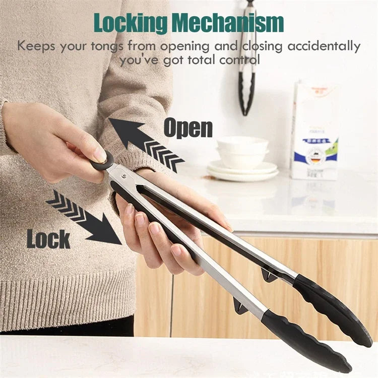 Kitchen Tongs Silicone Food Tongs Non Stick Cooking Serving Tongs For BBQ Salad Steak Pasta Spaghetti Noodles