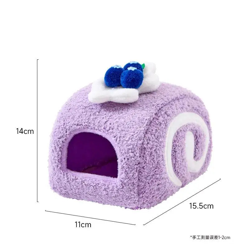 Cute Desserts Cake Plush Hamster House Small Animal Cage Landscaping Supplies Mouse House Small Pet Nest Pet Toy Hiding House