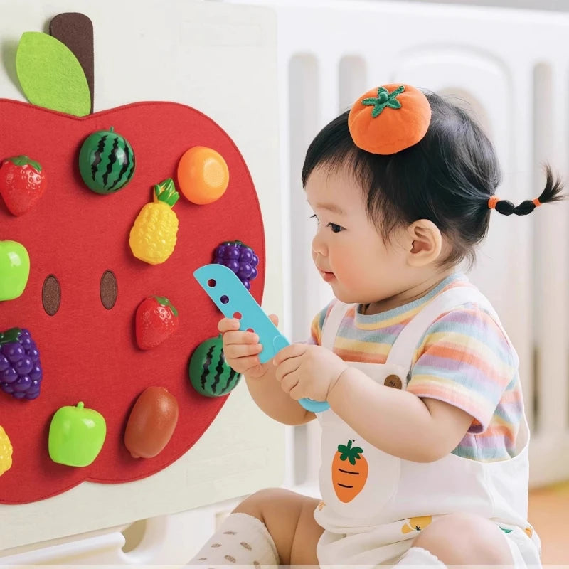 Baby Felt Board Play Food Toys Wall Sticker Fruits Vegetables Pretend Play Kitchen Games Fine Motor Skills Early Educational Toy