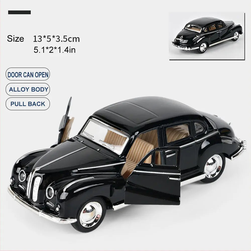 1:32 Alloy Diecast Cabriolet Vintage Car Model Classic Pull Back Car Miniature Vehicle Replica For Collection Decorate Gifts kid