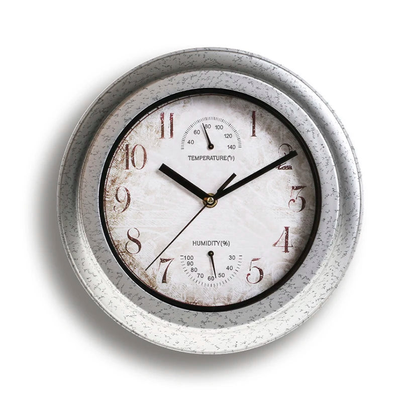 12 Inch Outdoor Waterproof Wall Clock Bathroom Kitchen Patio Shop Living Room Decorative Wall Clock Stylish Silent Wall Clock