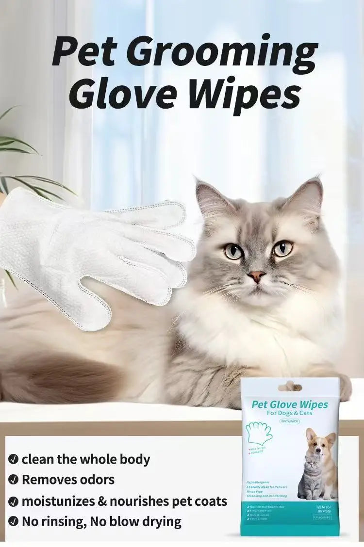 Pet Cleaning Glove Wipes Gift Set, Multi-Functional Disposable Wipes for Cats & Dogs, Tear Stain, Teeth & Body Care, Rinse-Free