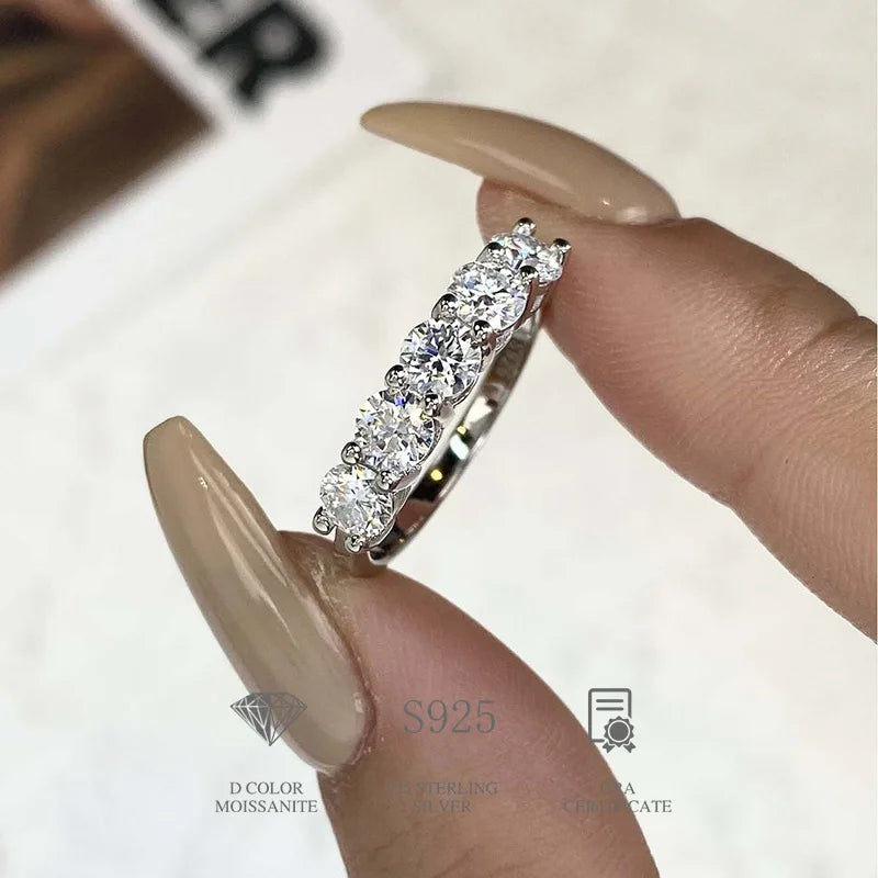 JoyceJelly 4mm D Color VVS Moissanite Ring For Women Total 1.5CT S925 Sterling Silver Jewelry Pass Diamond Tester Wedding Bands