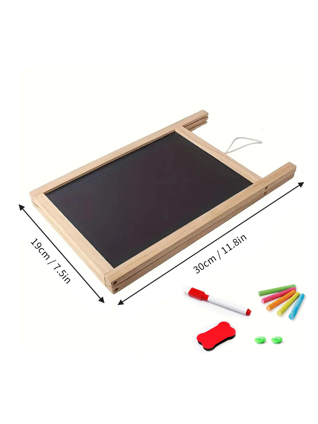 1pc Double-sided Foldable Advertising Drawing Board, Erasable Teaching Chalkboard, Wood Frame Blackboard, Dry Erase Whiteboard