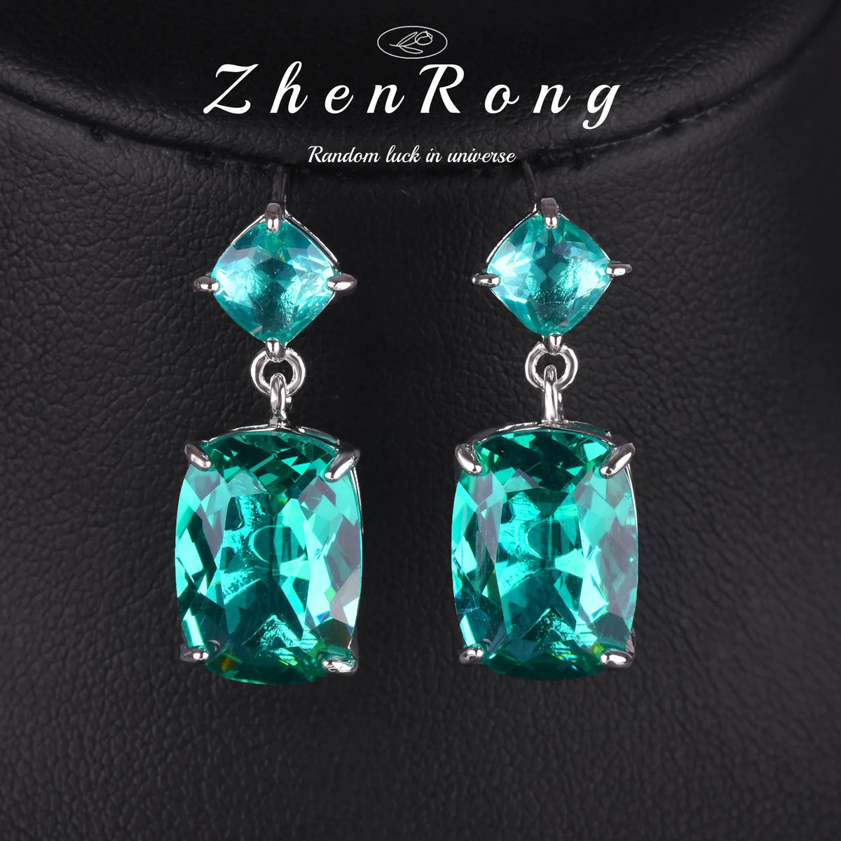 Foydjew Luxury 20 Carat Yellow/Red/Blue/Green Color Large Gemstone Jewelry Sets Pendant Necklaces Earrings Rings For Women