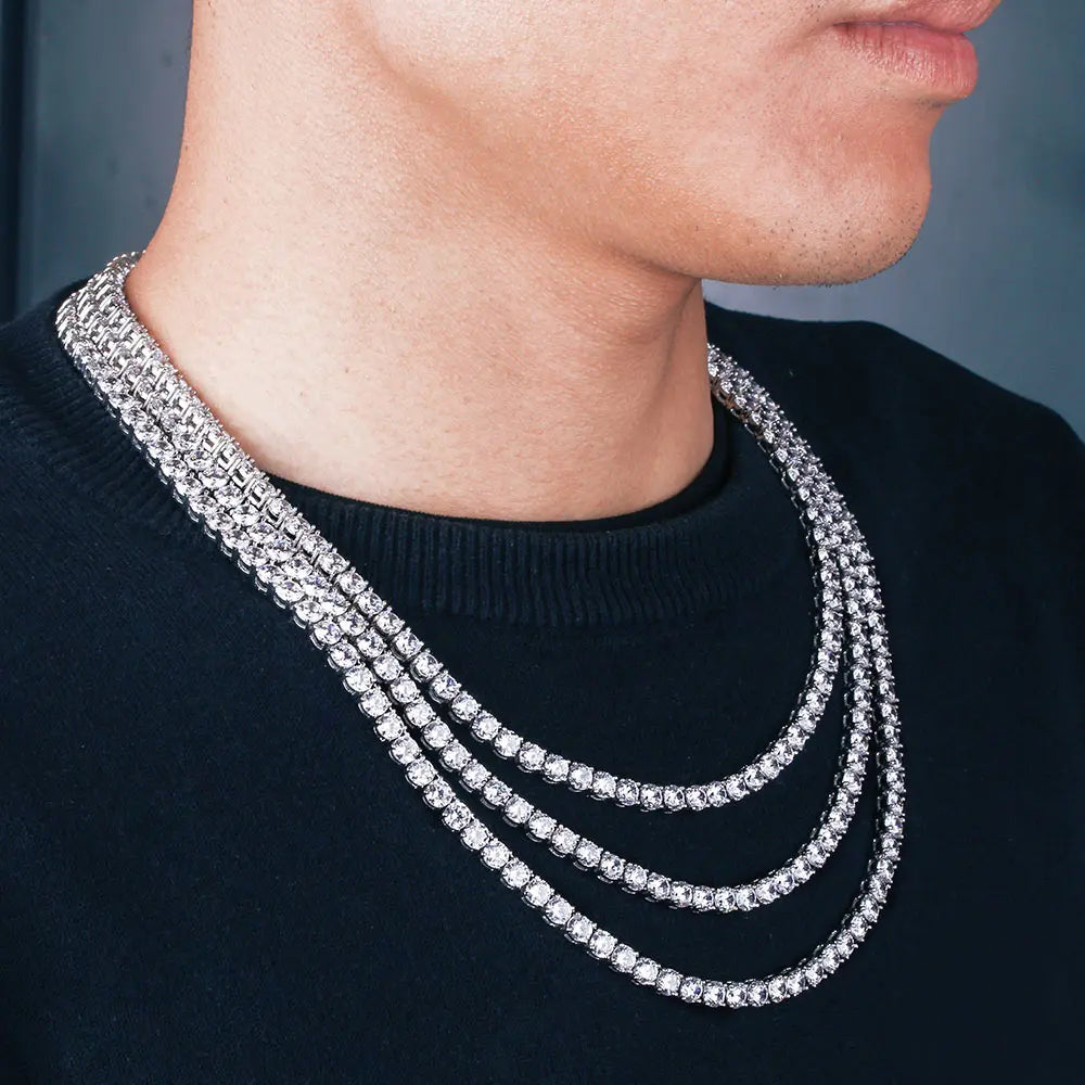 Hip-Hop 1 Row Cz Tennis Chain Necklace Cubic Zircon Iced Out 3Mm 4Mm 5Mm 6Mm 18/K Rapper Necklace Drop Shipping Luxury Jewelry