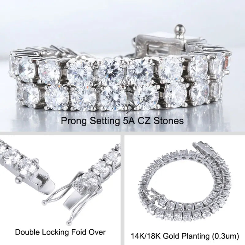 Hip-Hop 1 Row Cz Tennis Chain Necklace Cubic Zircon Iced Out 3Mm 4Mm 5Mm 6Mm 18/K Rapper Necklace Drop Shipping Luxury Jewelry