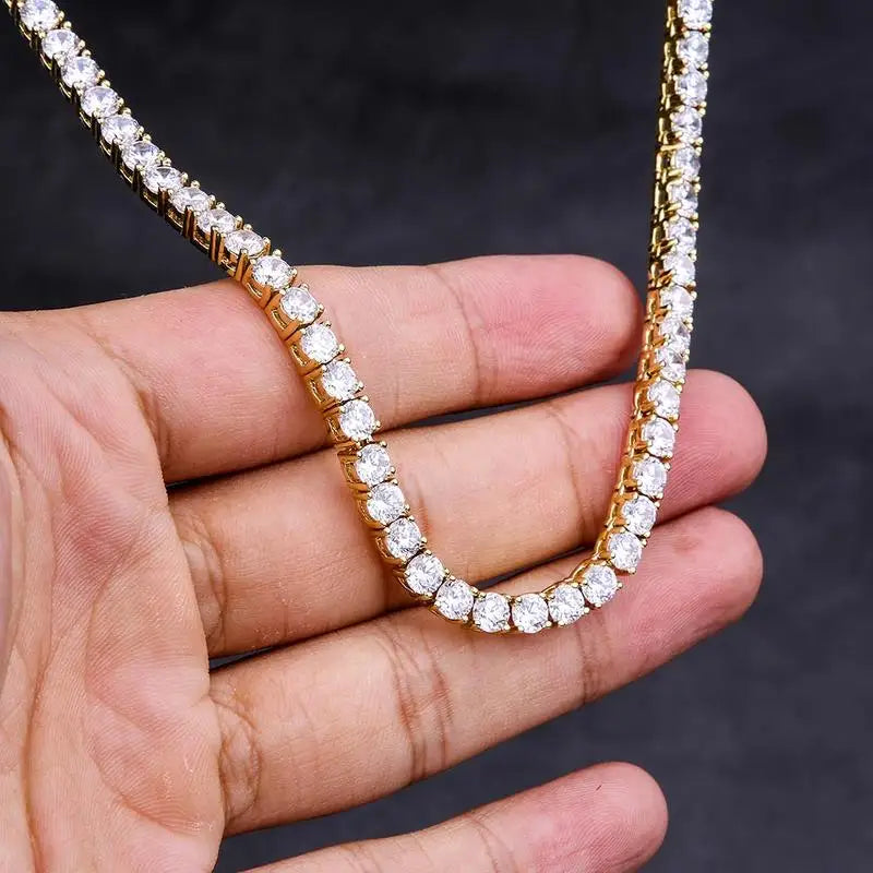 Hip-Hop 1 Row Cz Tennis Chain Necklace Cubic Zircon Iced Out 3Mm 4Mm 5Mm 6Mm 18/K Rapper Necklace Drop Shipping Luxury Jewelry