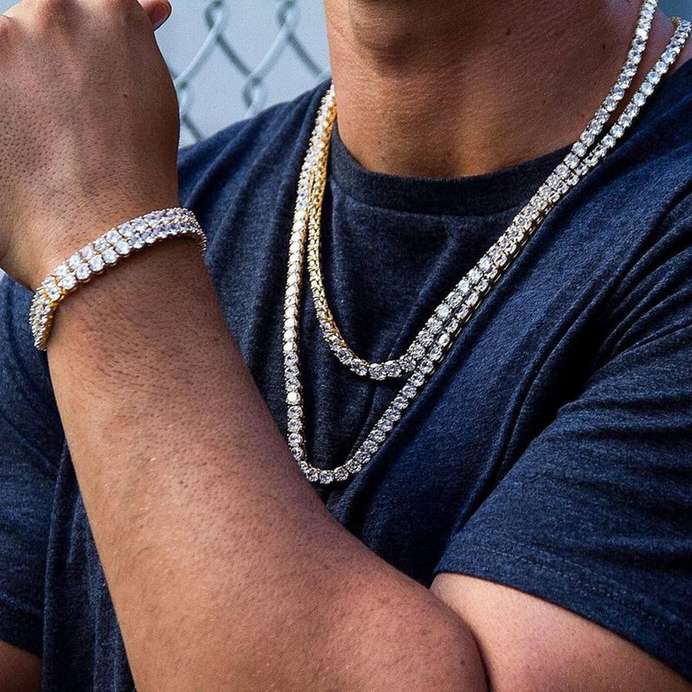 Hip-Hop 1 Row Cz Tennis Chain Necklace Cubic Zircon Iced Out 3Mm 4Mm 5Mm 6Mm 18/K Rapper Necklace Drop Shipping Luxury Jewelry