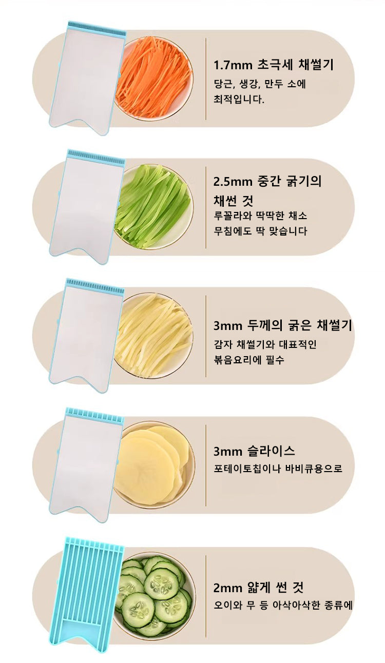 Multifunctional Vegetable Shredder Slicer 5 in 1 Mandoline Chopper Grater for Potato Cucumber, Kitchen Tool with Blade Storage